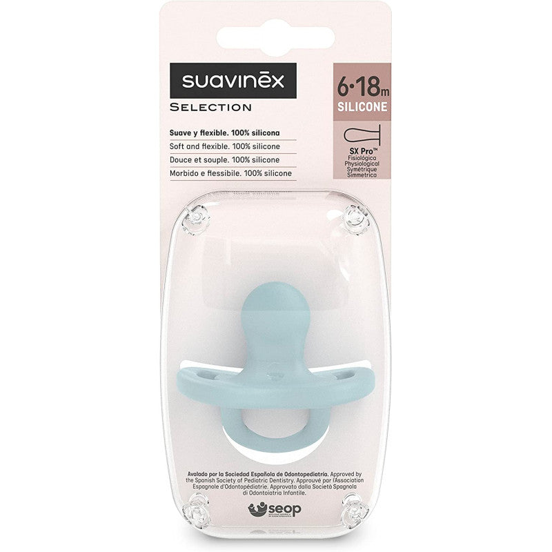Suavinex - Schnuller aus 100 % Silikon - 6/18 Monate - Aqua