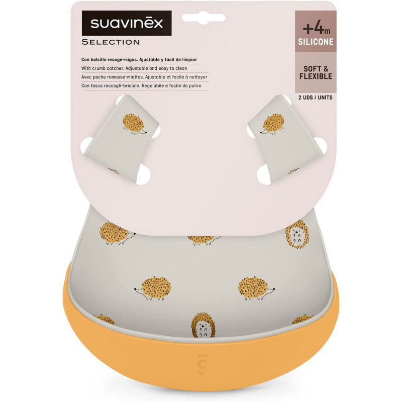 Suavinex - Pack of 2 Silicone Bibs - Mango