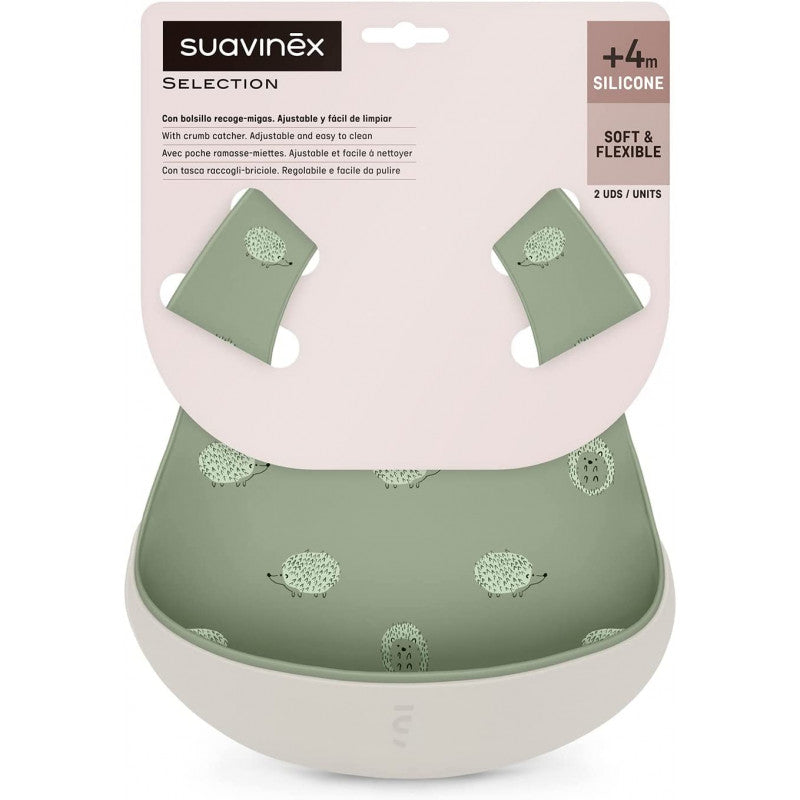 Suavinex - Pack of 2 Silicone Bibs - Green