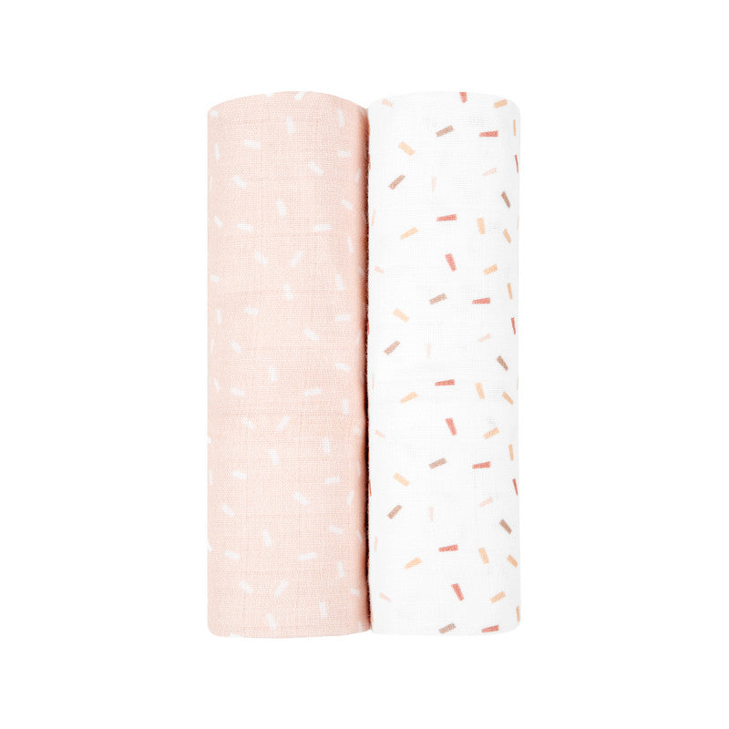 Kikka Boo – Set mit 2 Baumwoll-Musselintüchern – Rosa