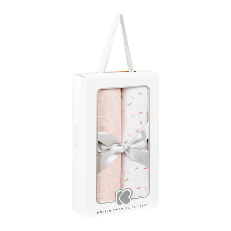 Kikka Boo – Set mit 2 Baumwoll-Musselintüchern – Rosa