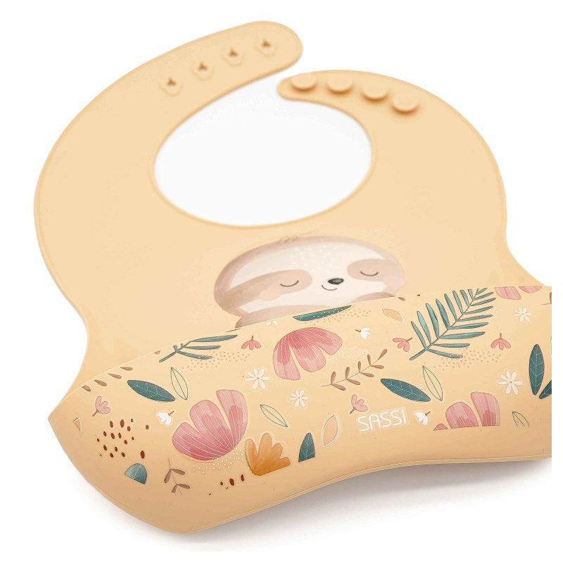 Sloth Gnawy Silicone Bib with Pocket