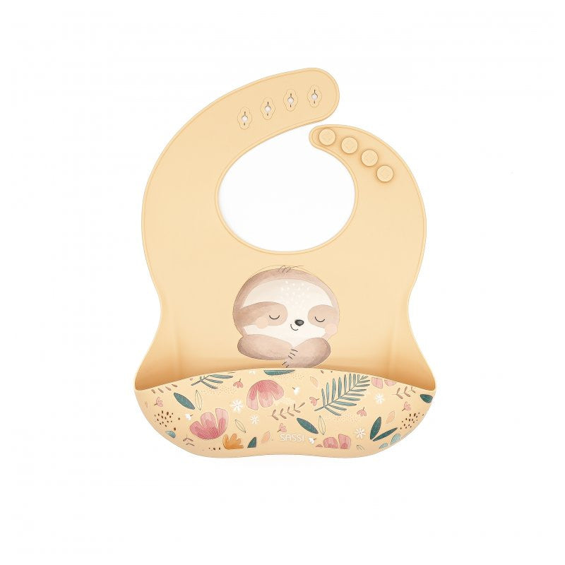 Sloth Gnawy Silicone Bib with Pocket