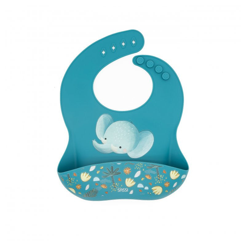 Chewy Elephant Silicone Bib with Pocket