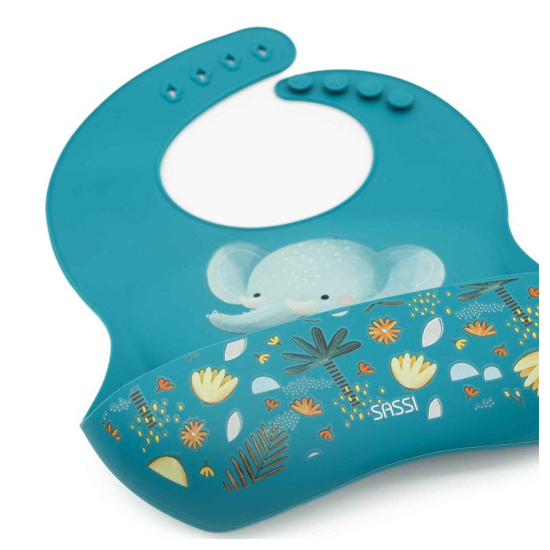 Chewy Elephant Silicone Bib with Pocket