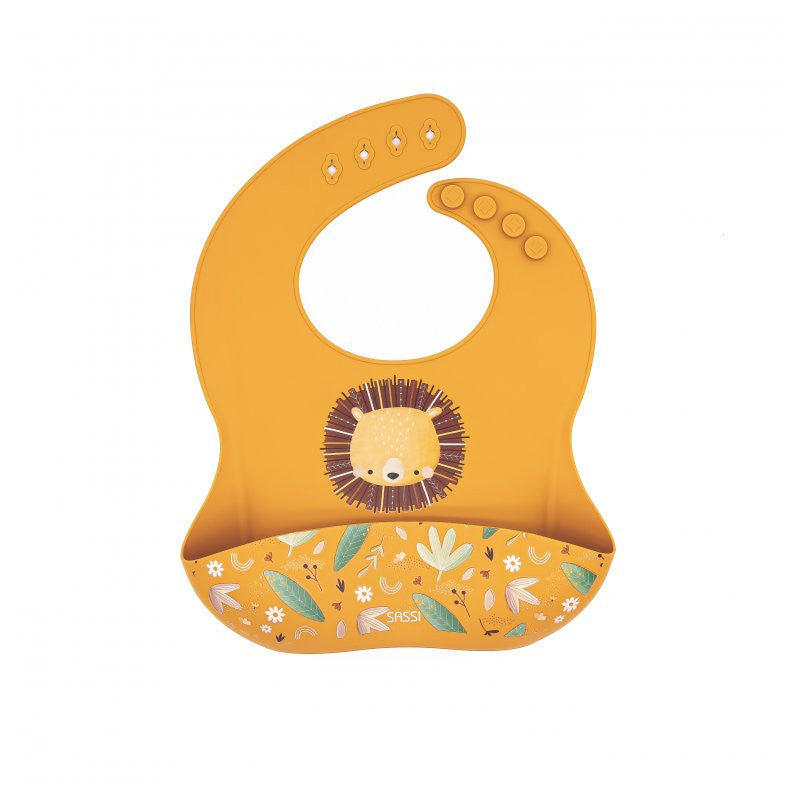 Chompy Lion Silicone Bib with Pocket