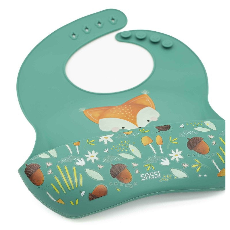 Silicone Bib with Pocket - Crunchy Fox