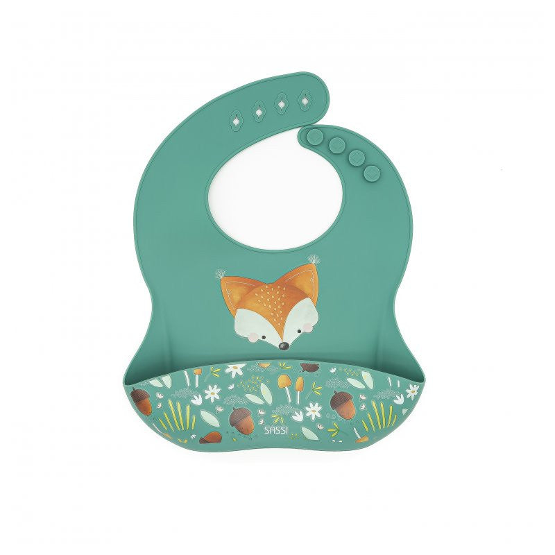 Silicone Bib with Pocket - Crunchy Fox