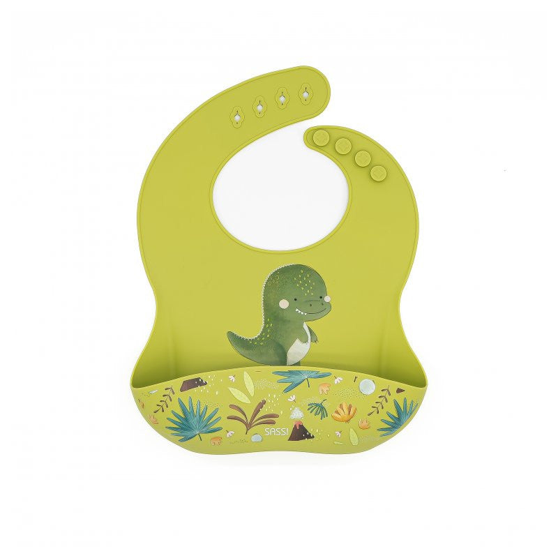 Cracky Dinosaur Silicone Bib with Pocket