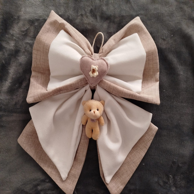 Handmade Beige Bear Birth Bows