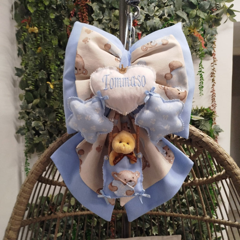 Handmade Personalized Blue Birth Bows