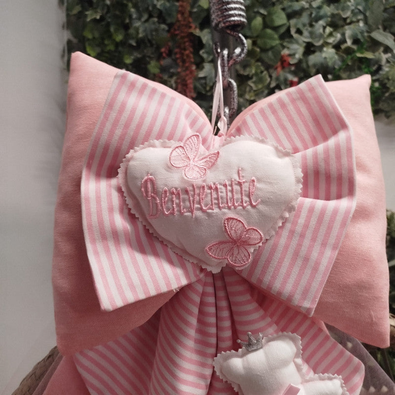 Handmade Pink Twin Birth Bows