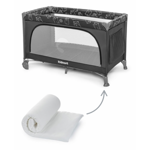Graues Campingbett mit Rollmatratze
