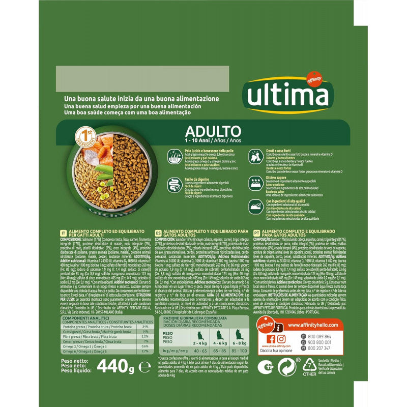 Ultima Adult Cat Food with Salmon, 440g