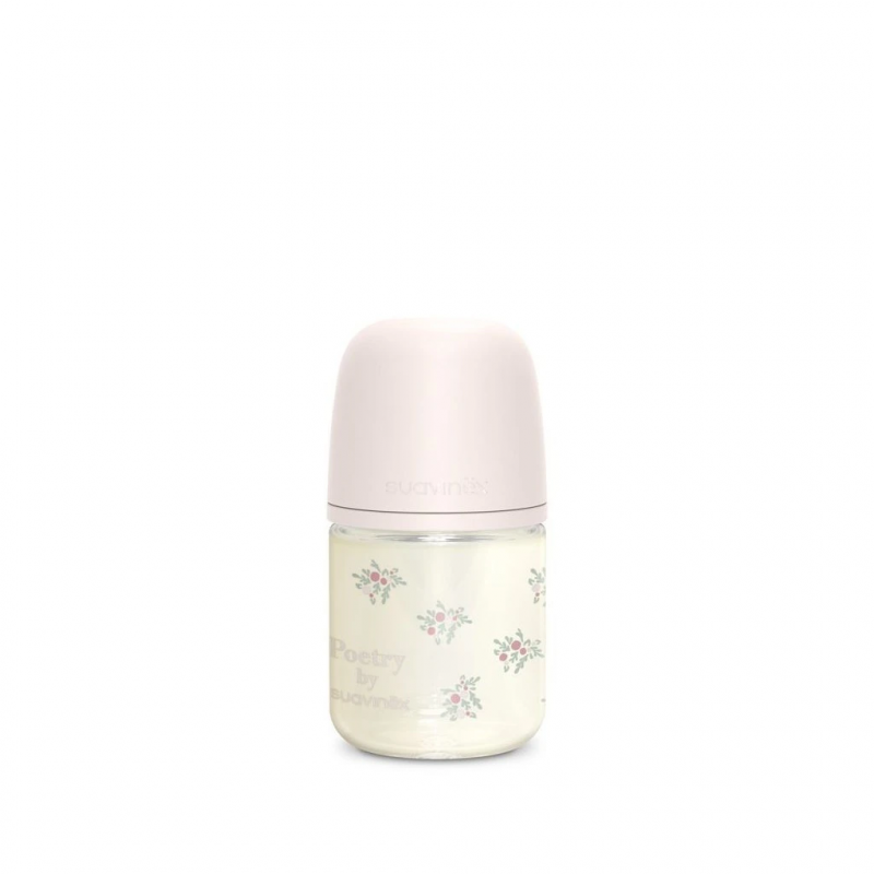 Suavinex Poetry Glas-Babyflasche 120 ml, Rosa