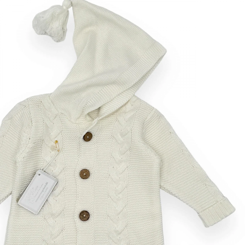 Nazzareno Gabrielli Cream Wool Sleepsuit 3/6 Months