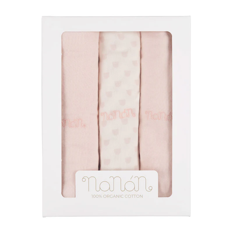 Set of 3 Nanan pink muslins 80x80 cm