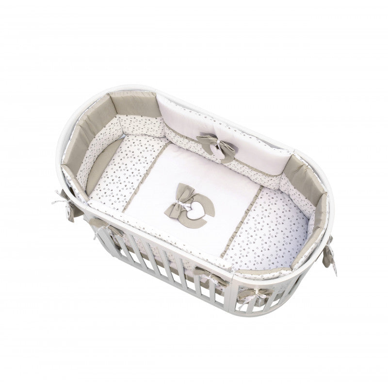 Leonardo Cot Bedding Set Hearts Dove Grey
