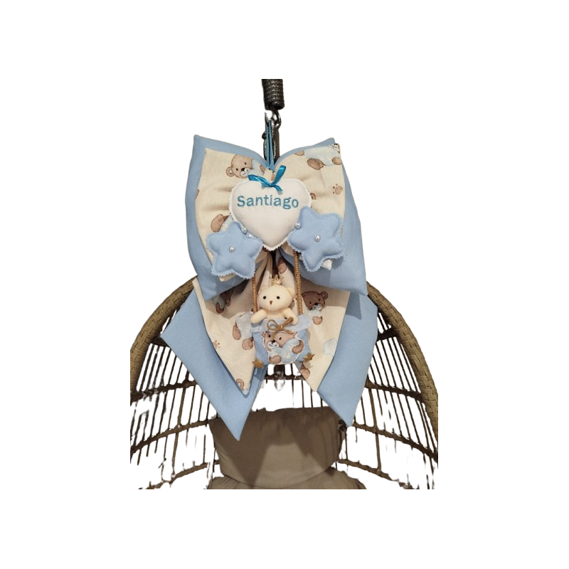 Blue Teddy Bear Birth Bow