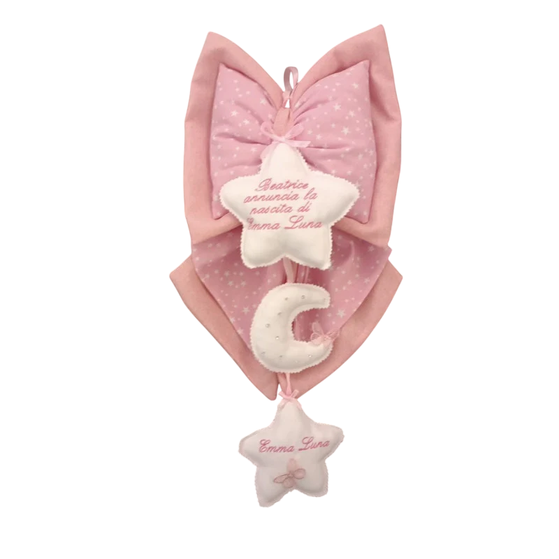 Personalisierte Geburtsschleife Rosa