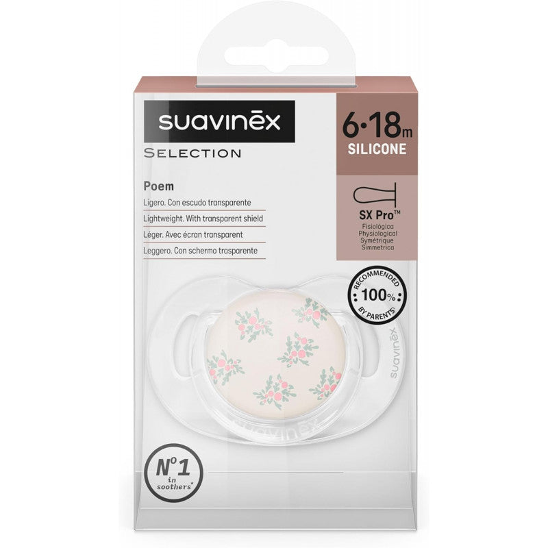 Suavinex Poetry Pacifier for Babies 6-18 Months Pink