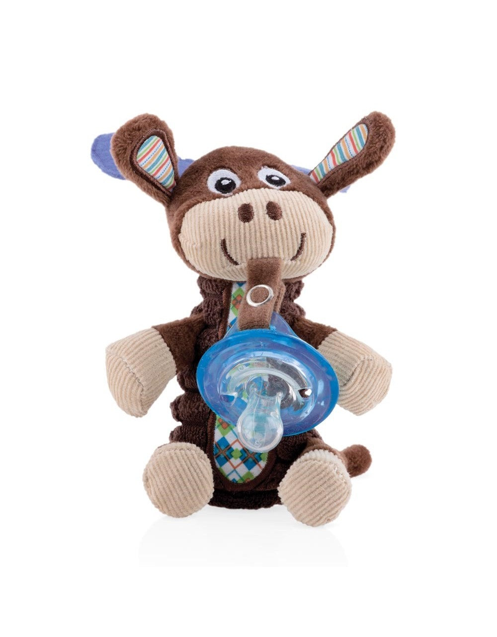Nuby Blue Moose Plush Pacifier Holder
