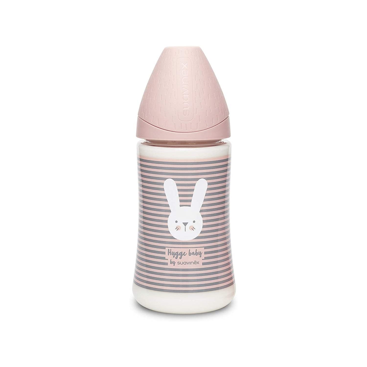 Hygge Baby Pink Striped Rabbit Feeding Bottle - 3 Positions 270 ml