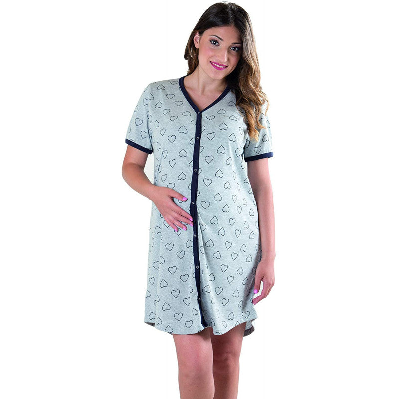 Grey Nightgown with Hearts - T6