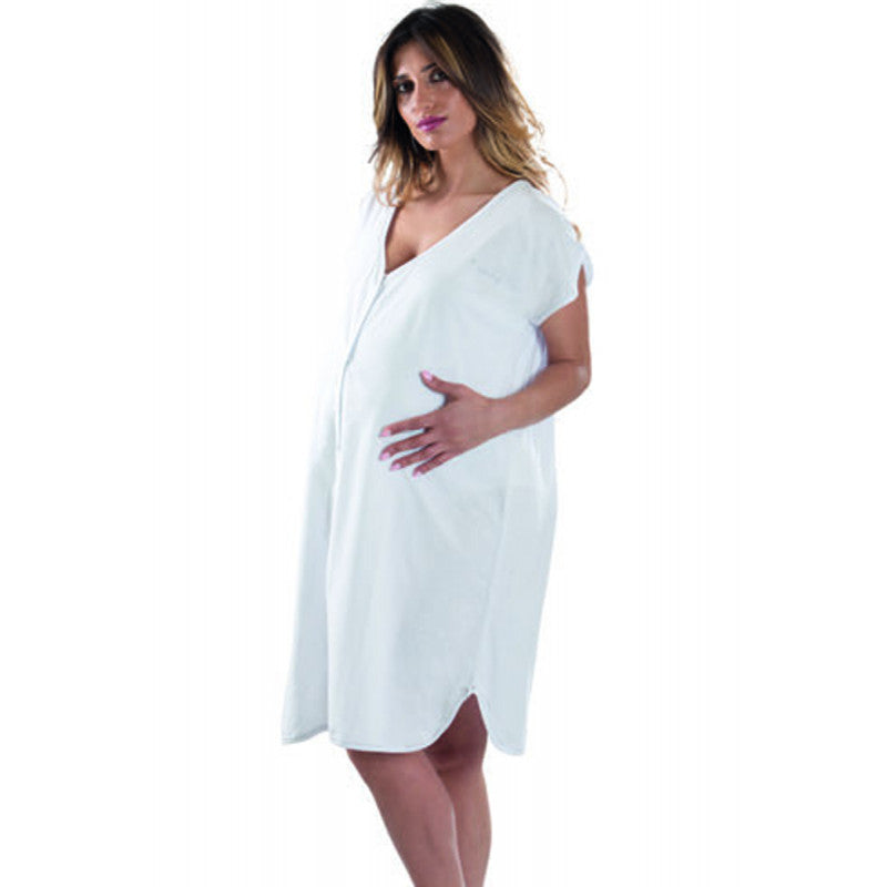 White Nightgown Half Sleeve Open Front