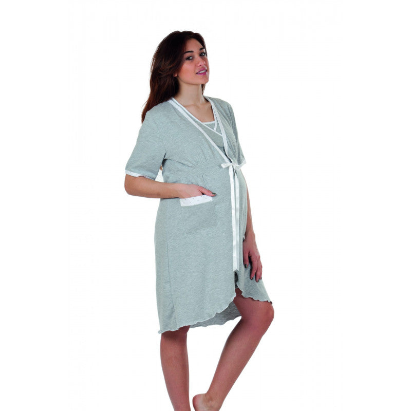 Half Sleeve Nightdress, Grey - T3
