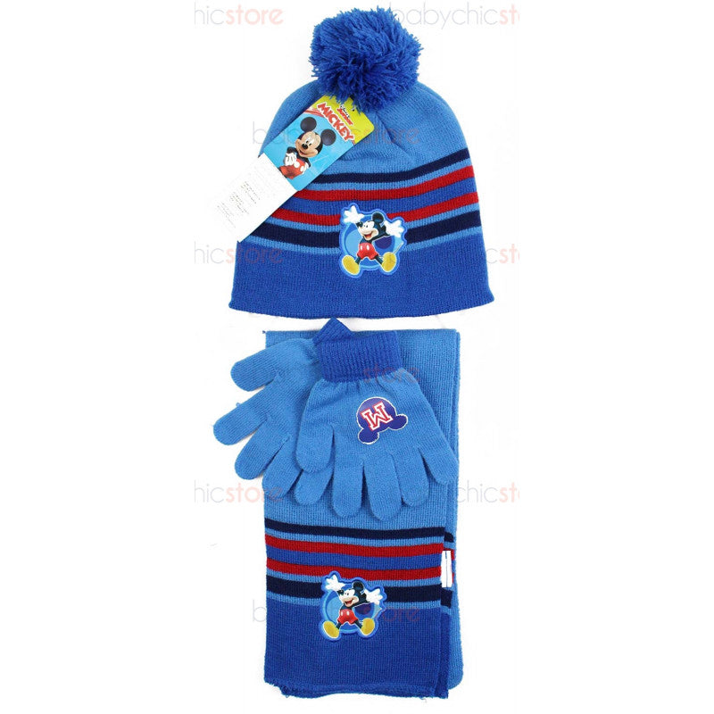 Mickey Mouse Scarf, Hat, and Gloves Set - Blue
