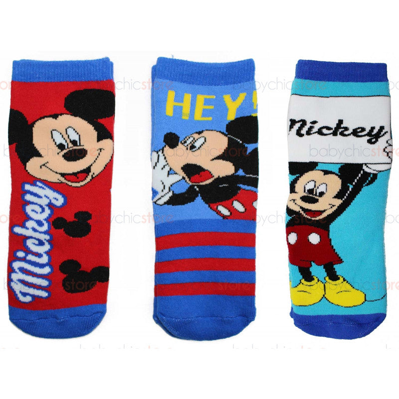 3 Pairs Mickey Mouse Non-Slip Socks - 23/26