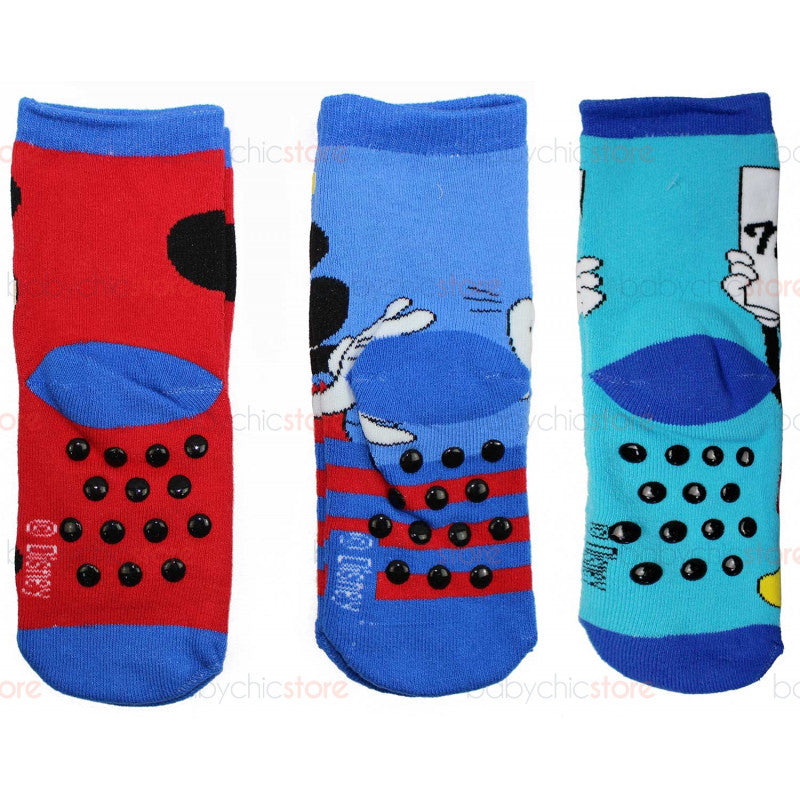 3 Pairs Mickey Mouse Non-Slip Socks - 23/26