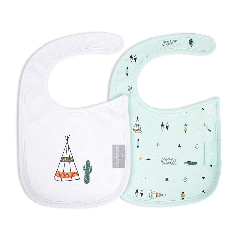 Set of 2 Dakota Bibs with Velcro Closure - Green
