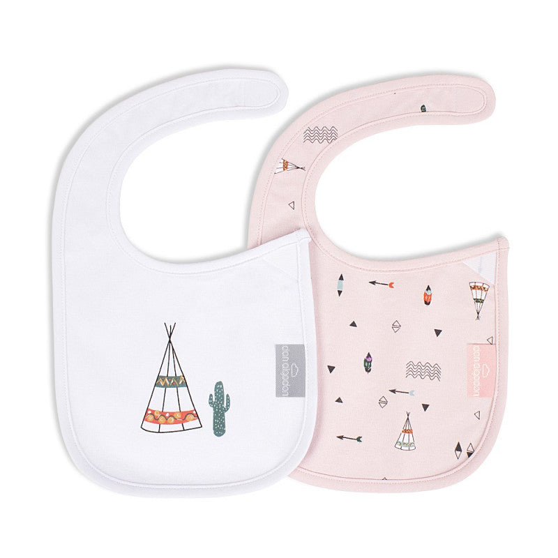Set of 2 Dakota Bibs with Velcro Closure - Pink