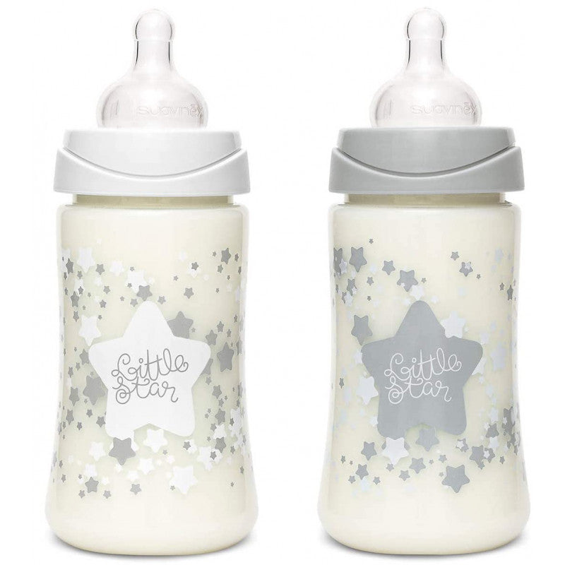 Set 4 Biberon + Ciuccio Suavinex Little Star - Bianco