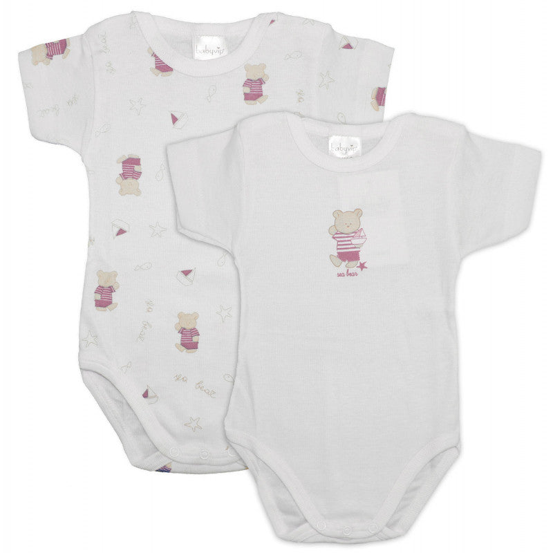 Set of 2 Pink Bear Bodysuits - 9 Months