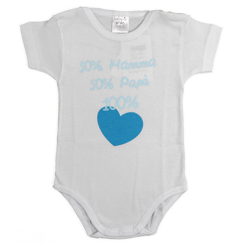 Body Neonato a Mezza Manica - 50% Mamma e 50% Papà - 12 Mesi