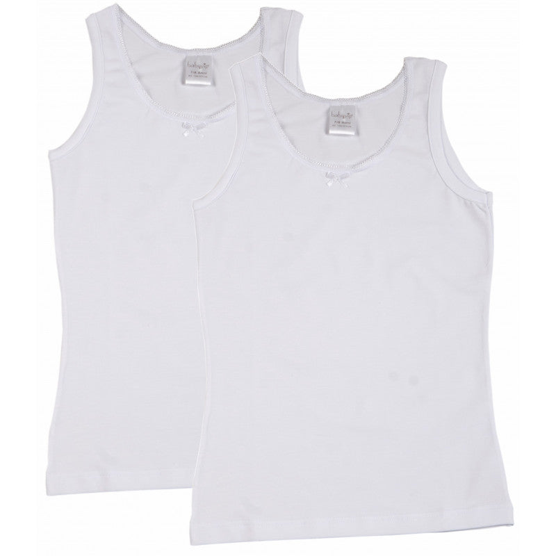 2 Girls' Wide-Strap Vests in Stretch Cotton - 4-5 Years