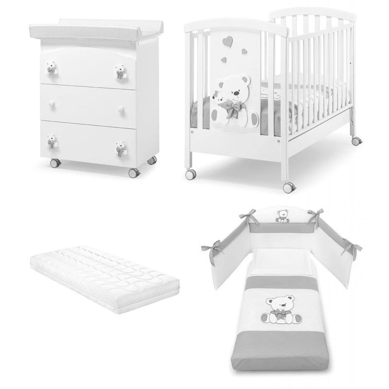 Babyzimmer Erbesi Tato - Bianco/Grigio