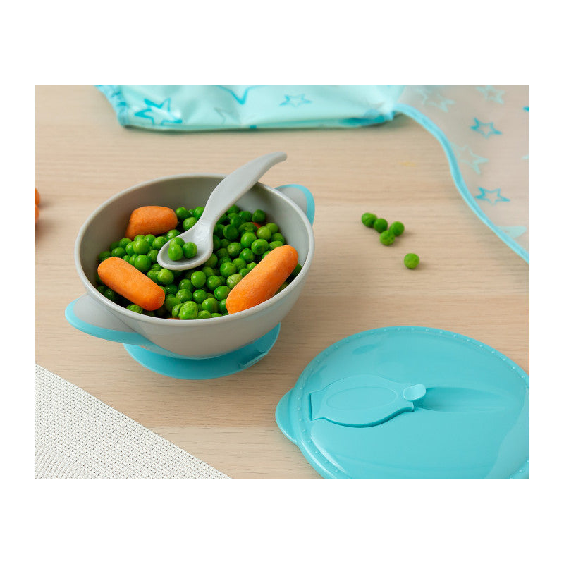 Bowl with Lid and Spoon - Light Blue