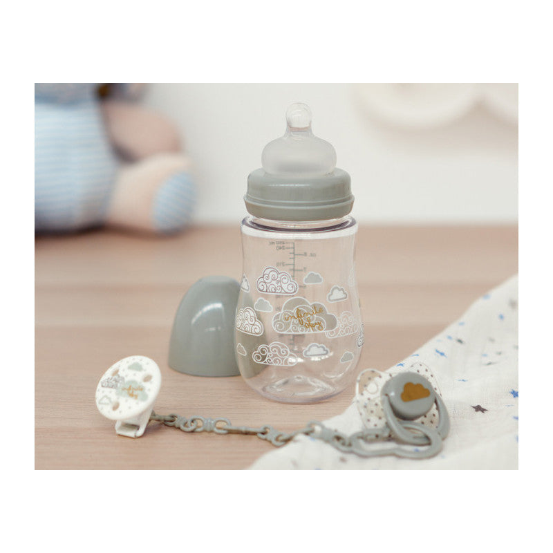 Bottle, Pacifier, and Clip Set - Grey