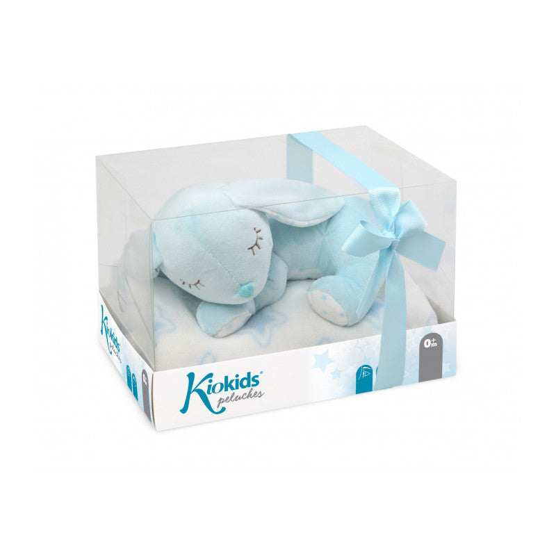 Bunny Plush Toy with Blanket - Light Blue