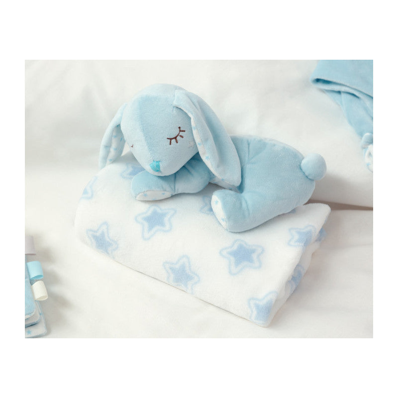 Bunny Plush Toy with Blanket - Light Blue