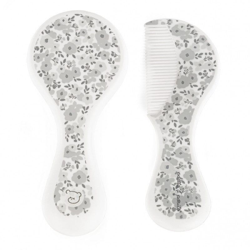 Pasito a Pasito - Flowers Grey Brush and Comb Set