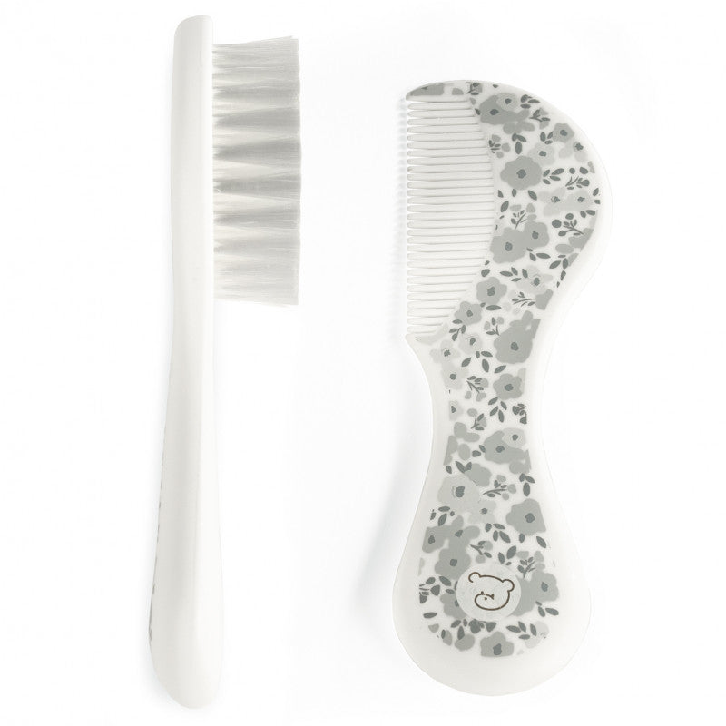 Pasito a Pasito - Flowers Grey Brush and Comb Set