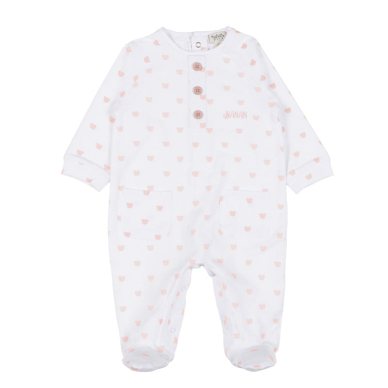Onesie mit rosa Bären und Knöpfen 6 Monate
