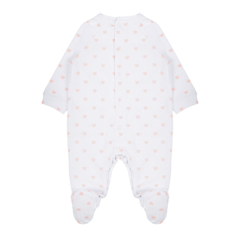 Pink Bear Sleepsuit with Buttons 6 months
