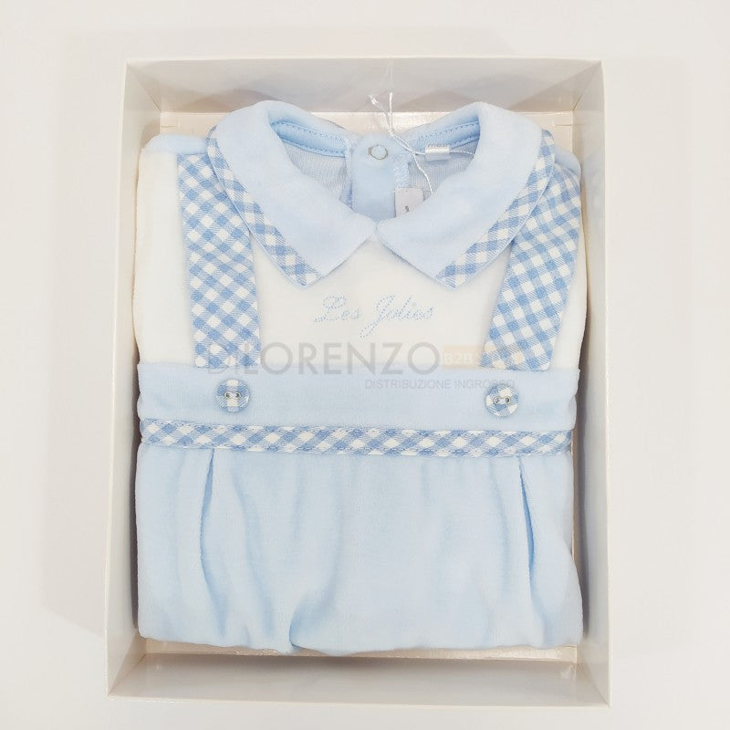 Velour Sleepsuit Sky Blue 3/6 Months
