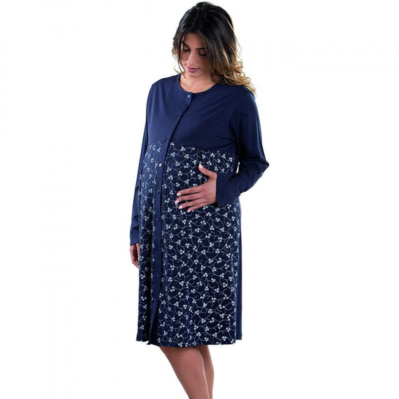 Open Front Floral Print Nightgown - Size 4